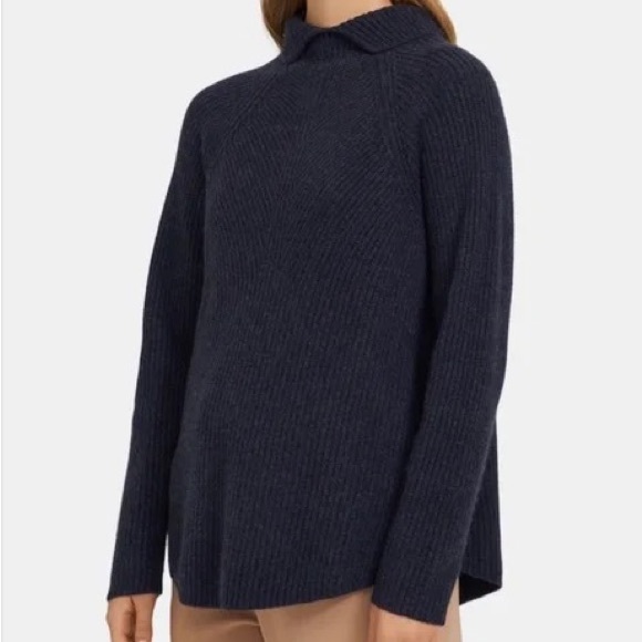 Theory Cashmere Moving Rib Turtleneck Sweater - Picture 2 of 10